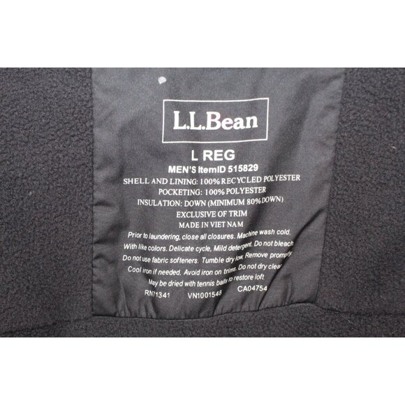 LL Bean Beans Down Jacket Full Zip Quilted Fleece Lined Polyester Blue L - Picture 6 of 10